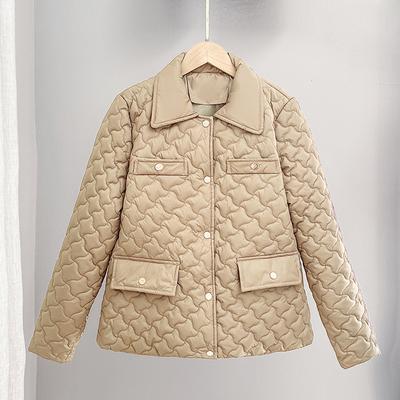 Abrigo de algodón corto y fino para mujer, abrigo de invierno de moda para mujer, abrigo de algodón con forma de rombo para personas pequeñas