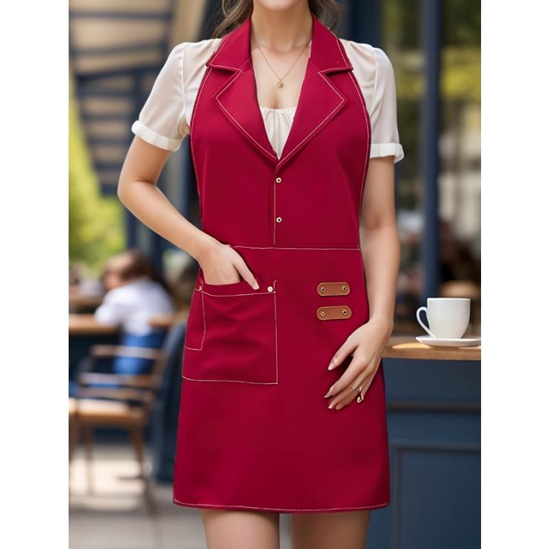 1pcs Polyester Chef Overall Suit with Lapel Unisex Restaurant Hotel Cafe Bakery Kitchen Workwear for Men Women