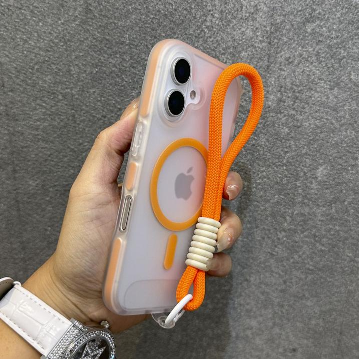 Bonbon-Farbkontrast für Armband-Hülle für Für Iphone 16 14 1 Pro Max Plus 13 12 Lanyard Mattierte Harte Stoßfeste Abdeckung