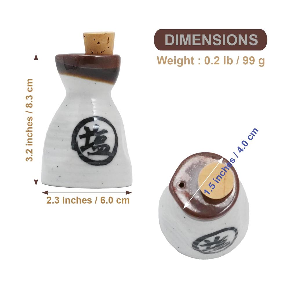 Fukubeya Takadayaki Ceramic Condiment Container Traditional Japanese Folk Craft Stylish and Cute Design Perfect Gift (Salt)