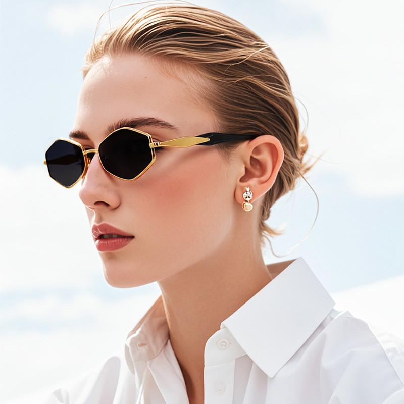 Geometric Hexagon Sunglasses For Women With Uv400 Protection Fashion Outdoor Travel