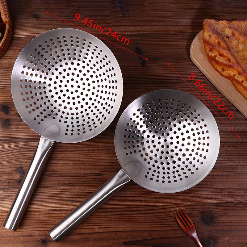 Thickened 304 Stainless Steel Noodles Spoon Colander With Long Handle Oil Skimmer Food Strainer Sieve Skimmer Scoop Kitchen Tool