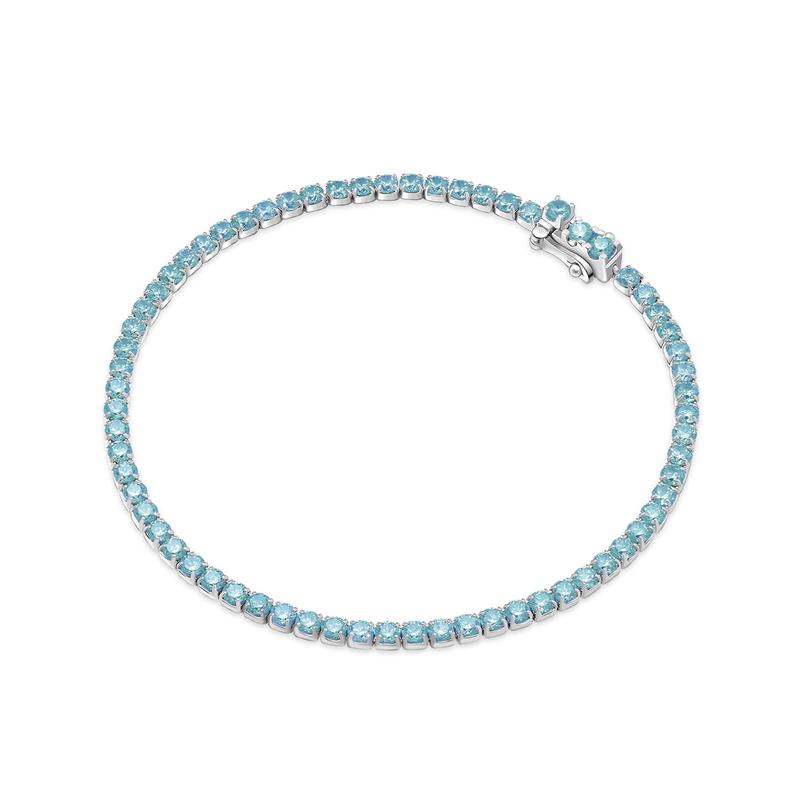 APM Monaco Bracelet [Romantic Confession] High-end simple inlaid lake blue crystal diamond girlfriend 925 silver synthetic cubic zirconia AB5123MB