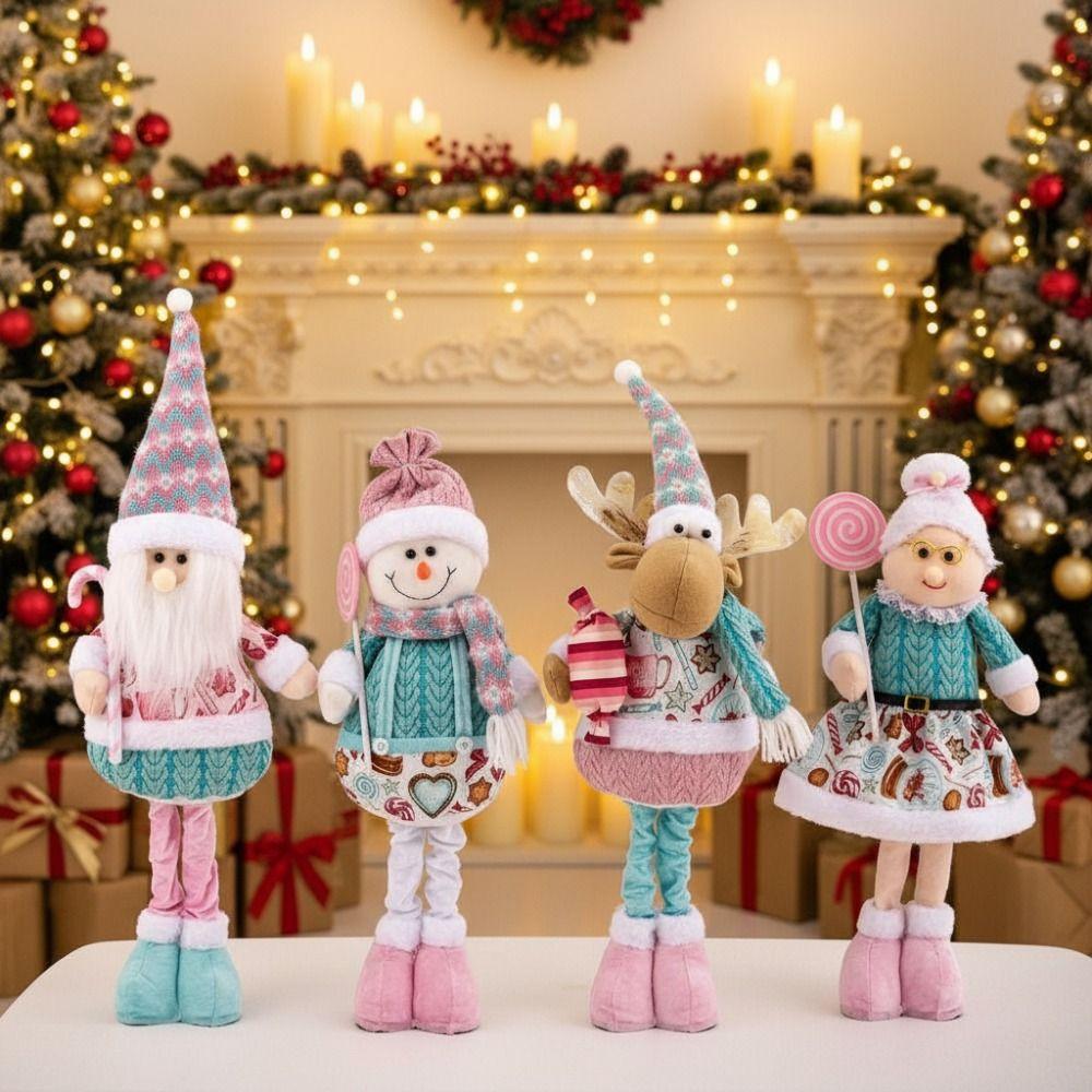 Creative Santa Claus Retractable Doll Pink Retractable Legs Doll Decoration  Party Favors