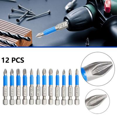 Steckschlüssel-Schraubendreher-Bit PH1 PH2 PH3 PZ1 PZ2 PZ3 1/4 Zoll 12 Stück 50 mm