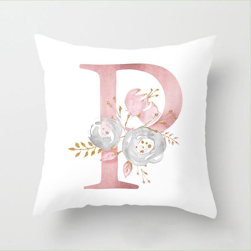 Letter Pink Floral Decoration Pillowcase Car Cushion Cover Pillowcase Sofa Cushion Decoration Living Room Home Decor Pillowcase