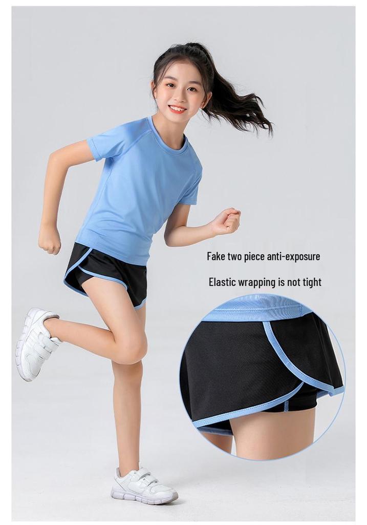 Kids' Quick-Dry Long Sleeve Hooded Yoga Set for Girls - Medium & Large Sizes, Autumn/Winter