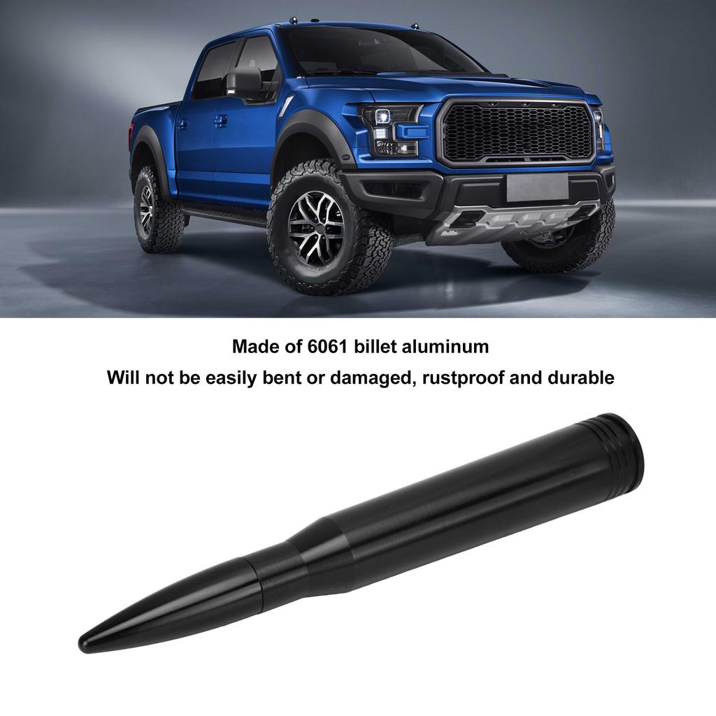 50 Caliber Antenna Mast 6061 Billet Aluminum Universal Truck Antenna Replacement for FORD RAPTOR Black