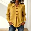 Camisa Blusa Casual Suelta de Manga Larga con Botones de Color y Cuello Camisero