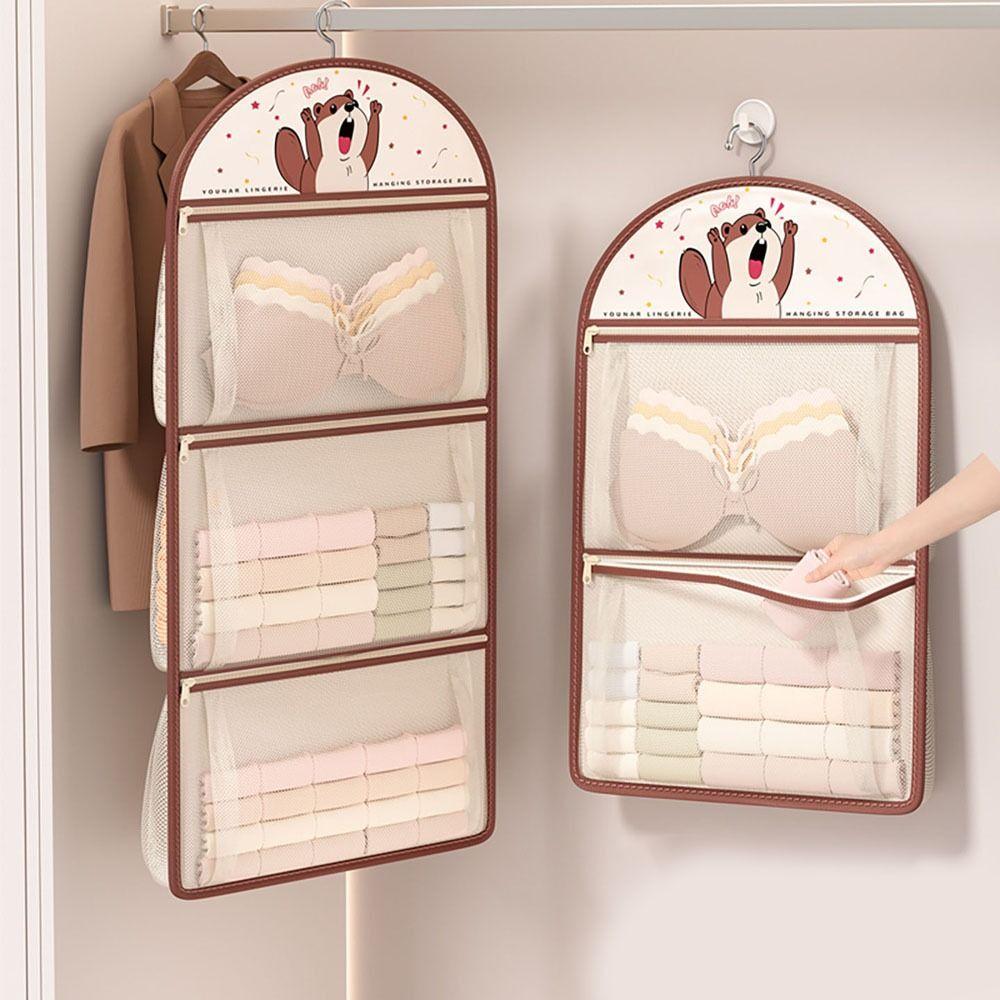 1/2/3 Layer Socks Storage Hanging Bag Cartoon Clothing Storage Bags Closet Organizer  Dormitory