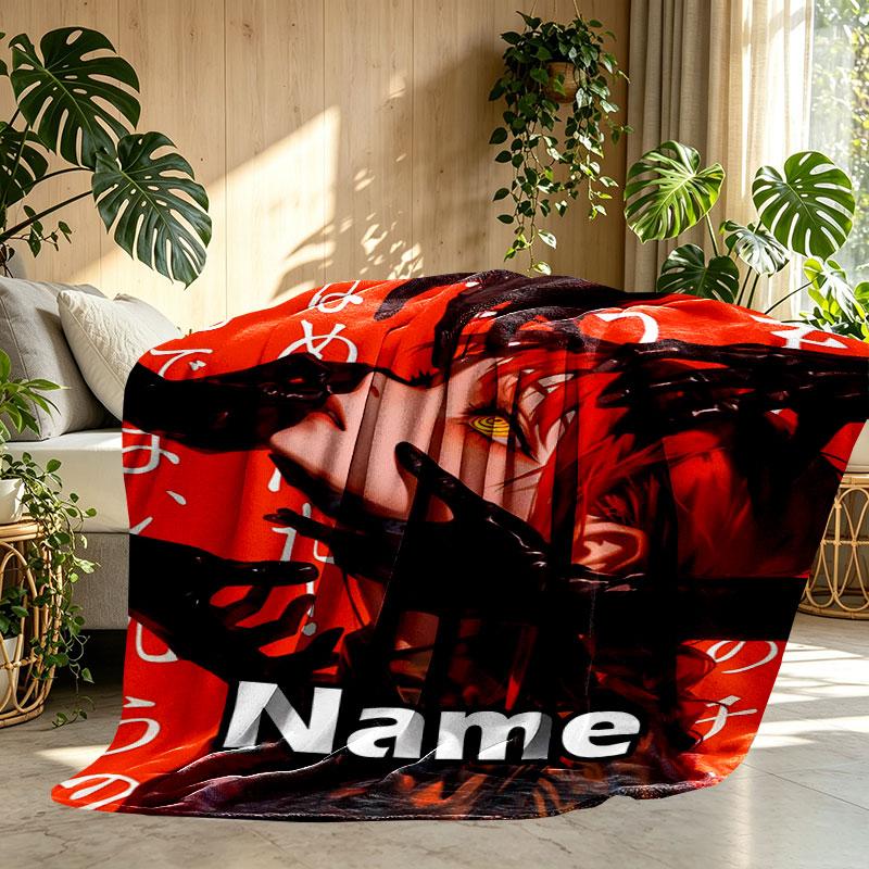 Custom Name Personalized Makima Chainsaw Man Print Blanket, Home Decor, Bedroom, Sofa, Camping, Couch, Gifts for Birthday Christmas