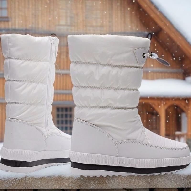 Waterproof Round Toe Platform Half High Plush Women'S Snow Boots Trend  Large Size Warm Winter Non Slip New In Ladies Shoes