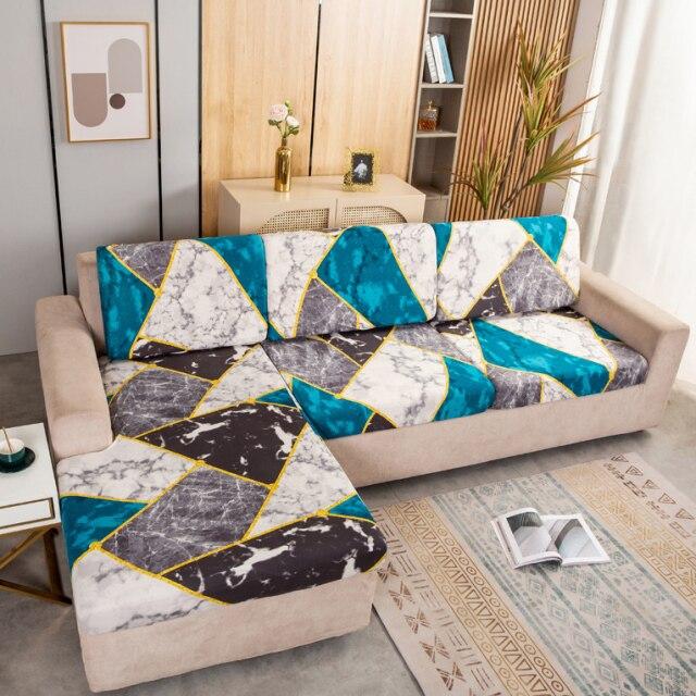 Geometric Print Sofa Cover Furniture Protector Elastic Stretch Sofa Slipcover For Corner Sofa Chair Seat Cover Compatible With Most Furniture Types
