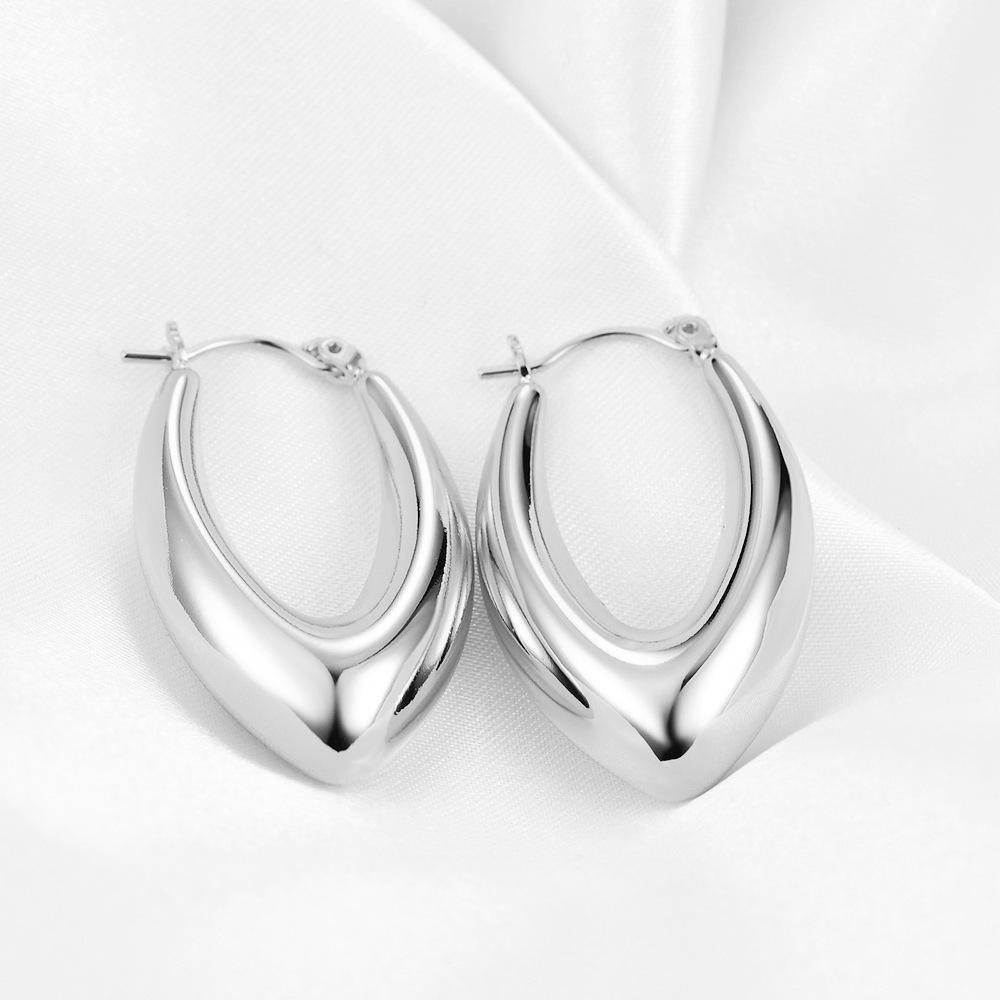 Retro V-Shaped Stainless Steel Hoop Earrings