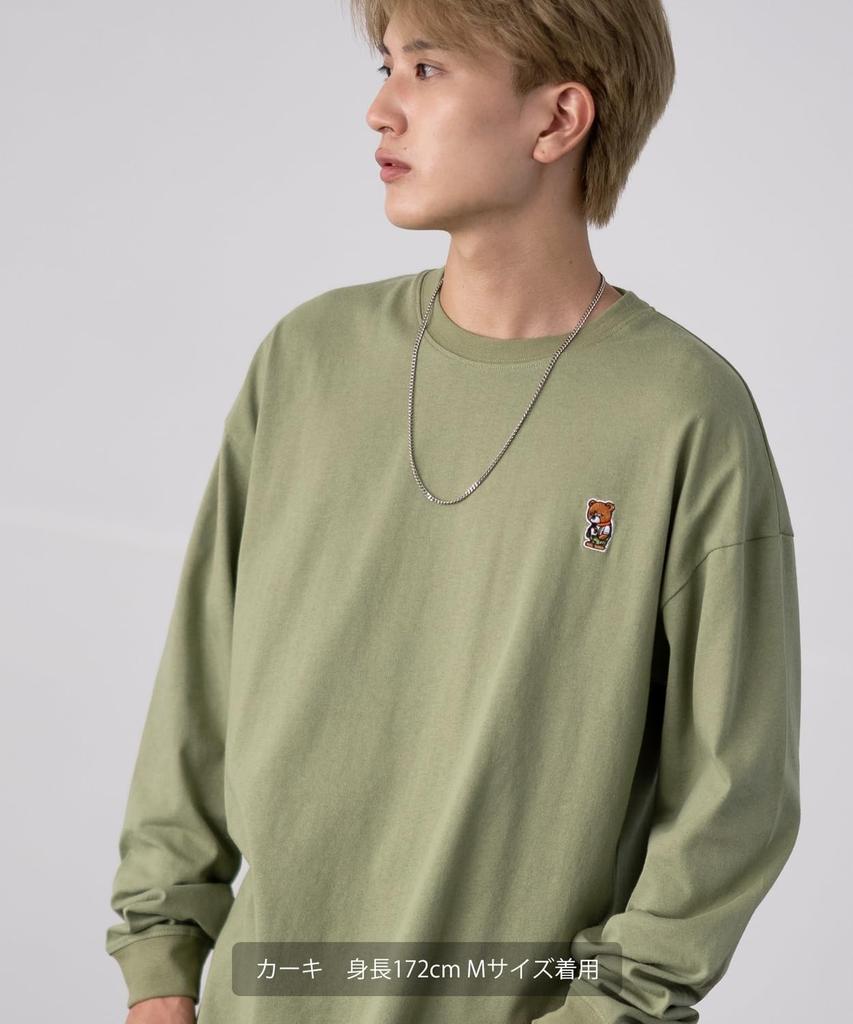 IMPROMES Casual SIDEWAYSTANCE Embroidered Downer Bear Long Sleeve T-Shirt, Men's, Khaki