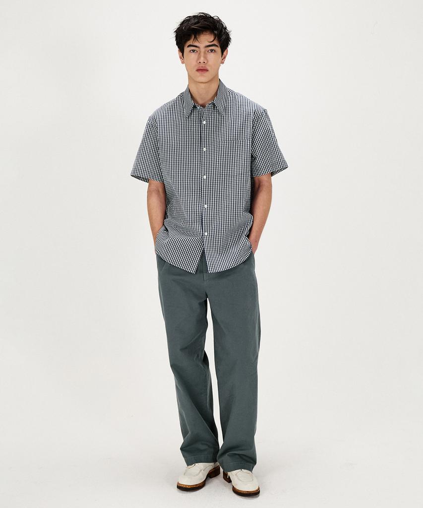SHIRTER Ice Cotton Gingham Check Shirt (Blue)
