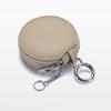 Genuine Leather Coin Purse Bag Pendant Decor With Mirror Round Wallet Keychain Zipper Closure Lipstick Storage Bag Bluetooth