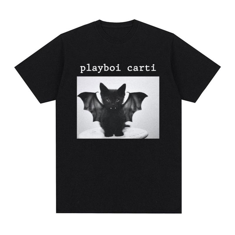 

Рэппер Playboi Carti Cat Футболка с графическим принтом Винтаж 90-х годов Винтажная футболка в стиле хип-хоп Модные повседневные футболки большого размера Уличная одежда