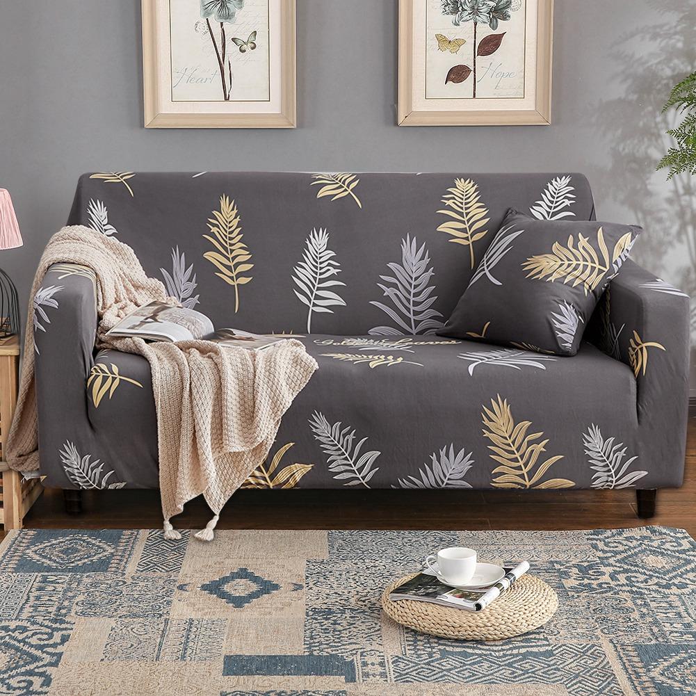 Elegant Leaves Pattern Elastic Sofa Cover Slipcover Sofa Protector (for 4 Seat Sofa)