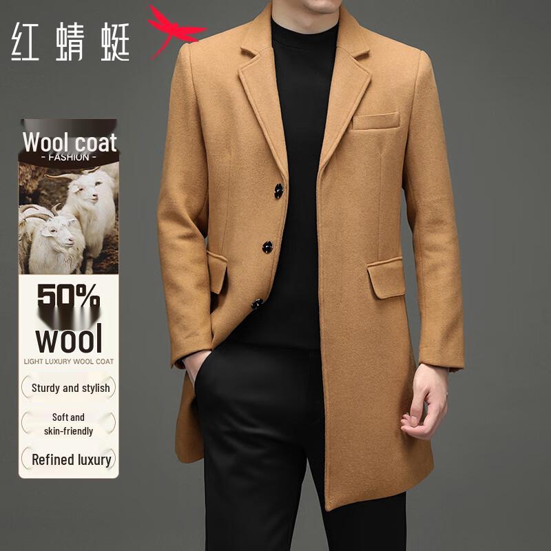 

RED DRAGONFLY Men s Wool Blend Mid-Length Lapel Overcoat M