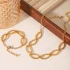 Euro-American light luxury geometric oval necklace, exaggerated niche design, high-end titanium steel bracelet