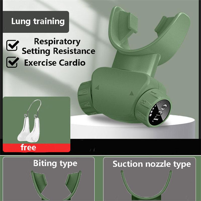 

Новый тренажер для дыхательных мышц Тренажер для глубокого дыхания Улучшение объема легких Регулировка передачи A-H Функции легких зелёный