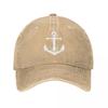 Anchor Nautical Captain Men Baseball Caps Distressed Washed Caps Hat Vintage Outdoor Workouts Unstructured Soft