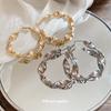 Silver needle exaggerated metal spiral round hoop earrings studs - high-end women's earrings