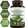 Bcuelov Magnesium Citrate — 200mg, Pure & High Absorption, 120 Veggie Capsules