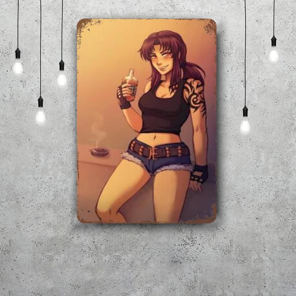 revy black lagoon Funny Bar Metal Sign Retro Plaque Sign Alcohol Drinker Pub Club Man Cave Kitchen Wall Decoration