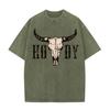 HowDy Shirt, Acid Wash Bull Skull Tee, Western Cowboy T Shirt, Vintage Rodeo Graphic, Gift for Him