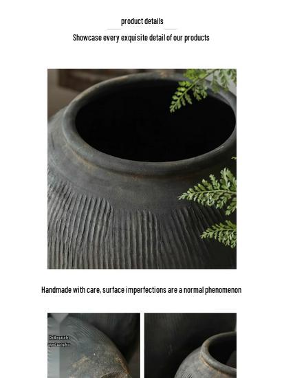 Wabi-Sabi Style Large Grey Ceramic Vase for Living Room Decor