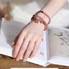 Three-layer strawberry crystal bracelet, light luxury women's pink crystal bracelet, original design multi-layer strawberry crystal bracelet