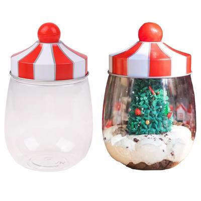 1Pc Christmas Transparent Storage Jar With Lid For Storing Nuts Candy Biscuits Gift Packaging Case New Year Xmas Decor Gift Jar
