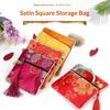Traditional Chinese Brocade Square Pouch Embroidery Pattern Tassel Zipper Waterproof for Jewelry Cosmetic Home Travel Use