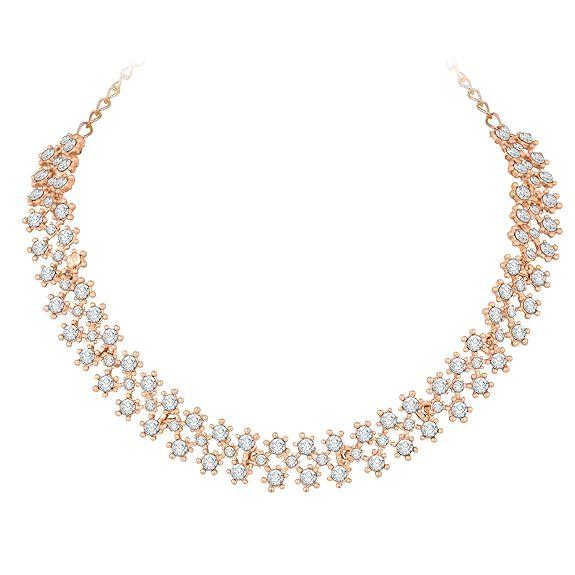 Roséguld Kristall AD Diamanthalsband Smyckesset med Örhängen för Kvinnor och Flickor Passar Bäst Fest