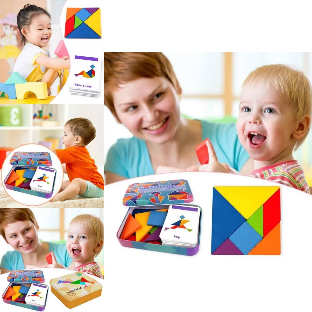 Langlebiges magnetisches Holz-Tangram-Puzzle für Kinder, Lernspielzeug für Kindergarten und Grundschule