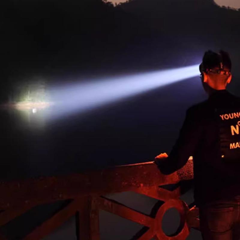 Wysokomocna wodoodporna latarka czołowa LED o dalekim zasięgu, ładowana przez USB, odpowiednia do biwakowania na świeżym powietrzu i noszenia