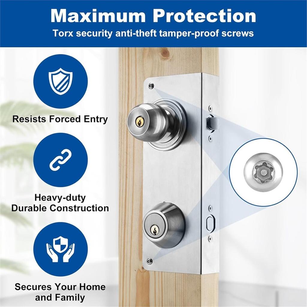 Lock and Door Reinforcer Plate, Reinforce and Repair Doors, Deadbolt Cover Plate 2-3/8 In Backset,1-3/4 In Thickness