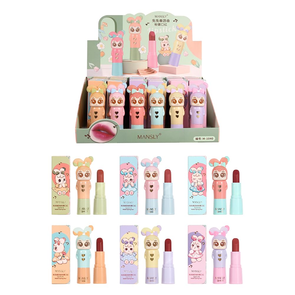 Little Rabbit Spring Outing Song Powder Mist Girl Transparent Fashion Lip Gloss Happy Tour Lipstick, Matte, Color-Resistant, Cup, Heart, Student,