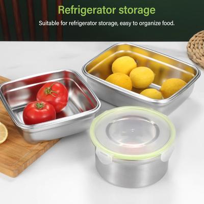 Food Storage Container Multifunctional Space Saving 304 Stainless Steel Food Storage Box Easy To Clean for Camping for Kitchen