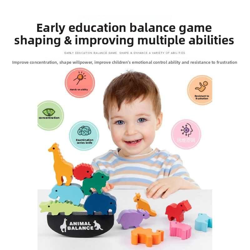 Wooden Animal Stacking Blocks Educational Toy For Baby Cognitive Development And Early Learning