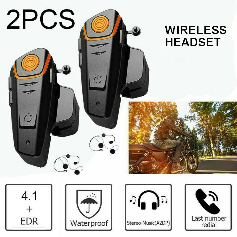 Buy 2pcs Waterproof 1000m Motorcycle Helmet Wireless Headset at