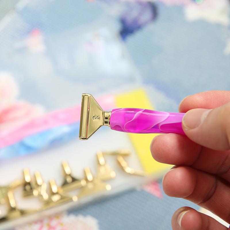 Resin Diamond Painting Pen Kit with 12 Interchangeable Metal Tips, 6 Wax Blocks, and Clear Storage Case for 5D Diamond Painting Art Crafts Supplies