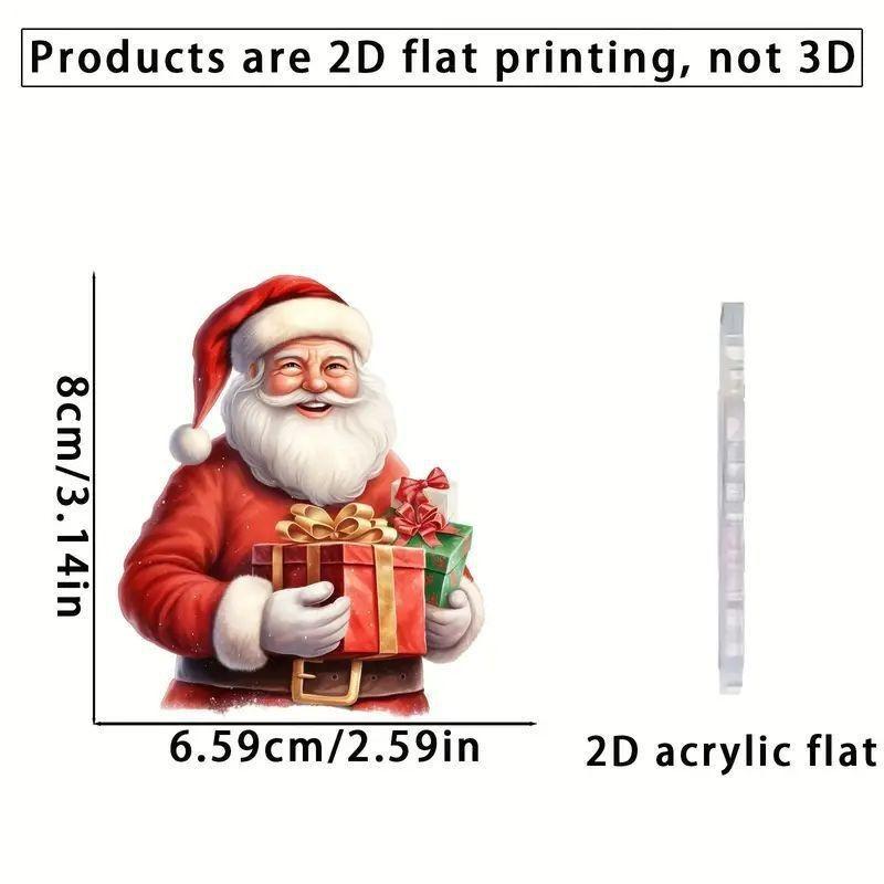 Flat Acrylic Surface Christmas Santa Car Pendant In Cartoon Style For Gift