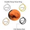 Double Hoop Nose Ring Stainless Steel for Single Piercing, Snug Spiral Nose Ring 20G 8/10mm Thin Nose Rings Piercing Jewelry