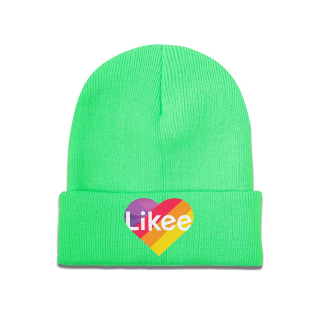 Logotipo do aplicativo Likee Likee Heart Rainbow Graffiti Gorro de malha Gorros Chapéu de inverno Quente Moda Boné Unissex Feminino
