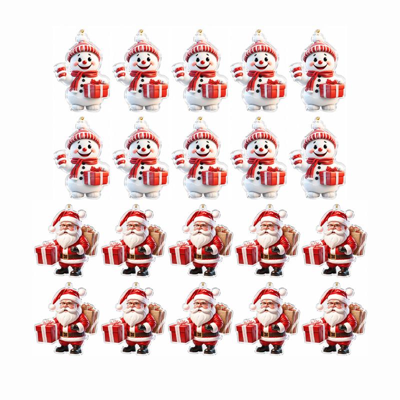 Christmas Tree Hanging Ornaments Acrylic Snowman Santa Elk Pendant Xmas Home Party Decor Holiday Gift Decoration Supplies