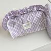 With Zipper Cosmetic Cases Plaid Pattern Wash Storage Bag Small Fresh Toiletry Organizer  Outdoor