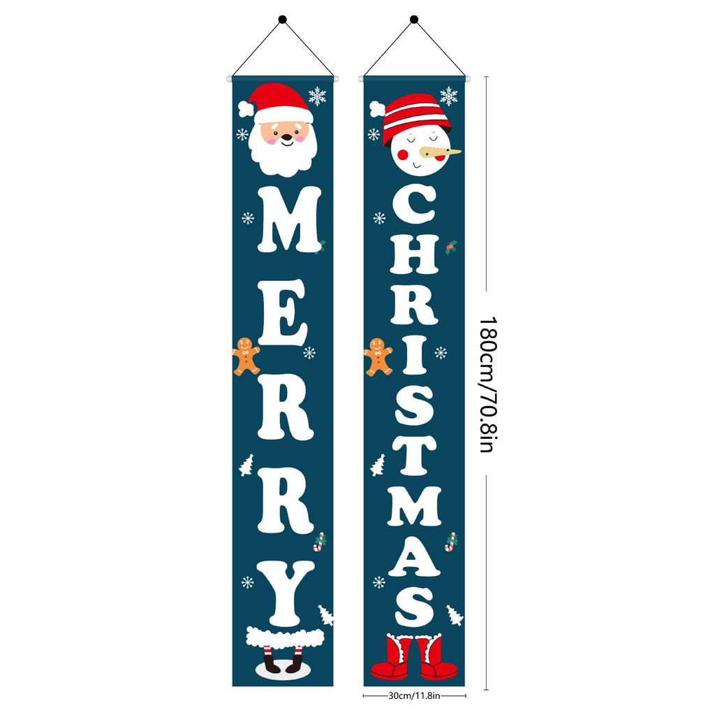 Weihnachts-Außendekorationen 1 Paar Weihnachtsbanner Nussknacker Soldat Banner Santa Schneemann Frohe Weihnachten Tür Veranda Dekor 2024